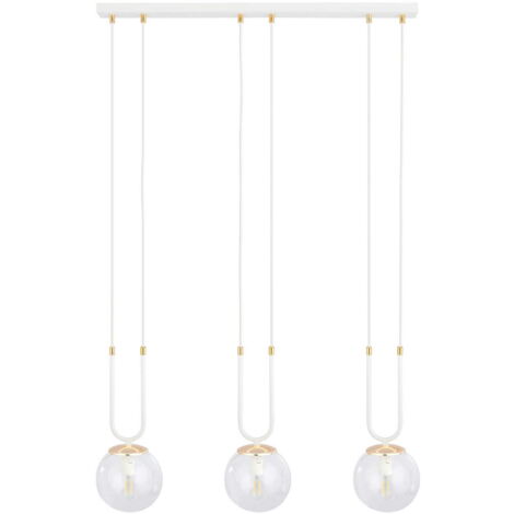 Lustre Emibig Glam 3, 3x E14 verre transparent blanc