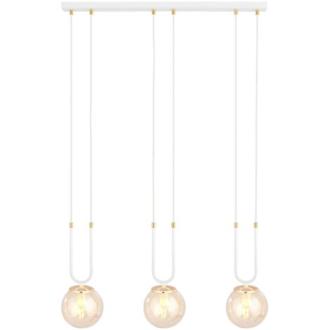 Lustre Emibig Glam 3 3xE14 blanc doré miel réglable