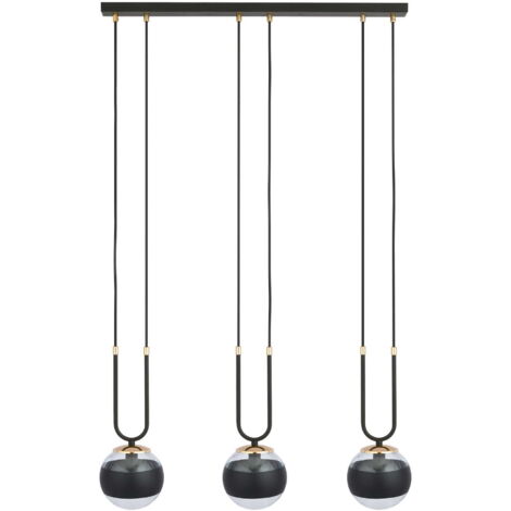 Lustre Emibig Glam 3xE14 noir verre doré transparent