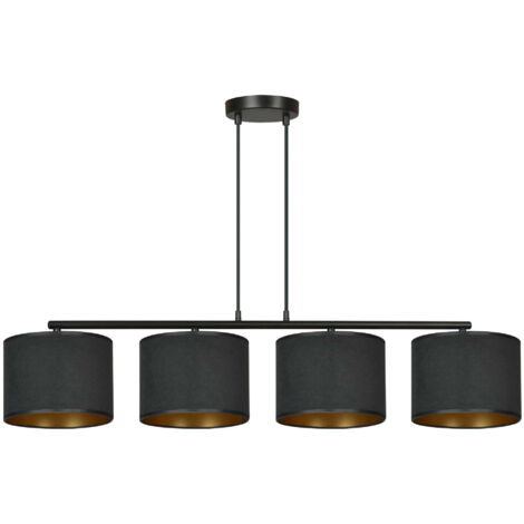 Lustre Emibig Hilde 4xE27 noir-or métal/tissu 97cm