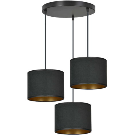 Lustre Emibig Hilde Premium 3xE27 noir-or réglable 100cm