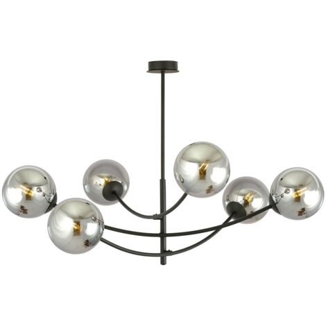 Lustre Emibig Hunter 6 feux 6xE14 noir/chrome dimmable