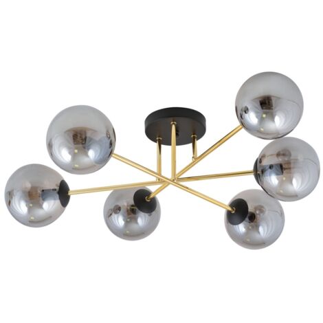 Lustre Emibig MAGNUM 6xE14 doré noir graphite globes