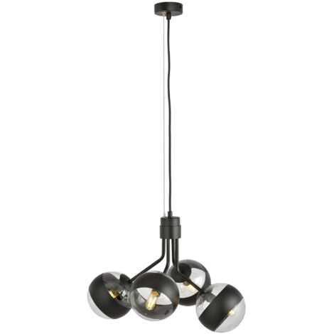 Lustre Emibig Nova 4 noir/verre 4xE14 dimmable IP20