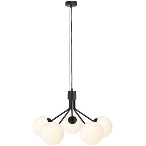 Lustre Emibig Nova 5 noir/opal 5xE14 dimmable Ø57cm
