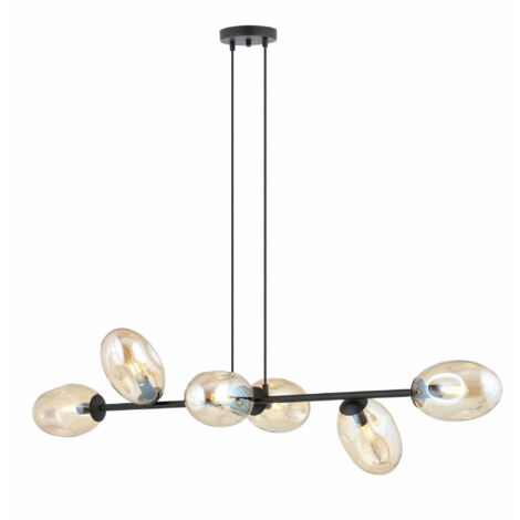 Lustre Emibig Pandora 6xE14 variable verre miel noir