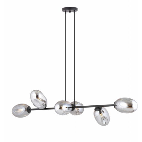 Lustre Emibig Pandora 6xE14 verre graphite noir chromé