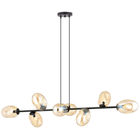 Lustre Emibig Pandora 8xE14 verre miel noir 140cm IP20