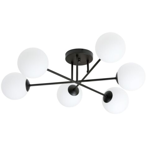 Lustre Emibig ROMA 6xE14 noir avec globes blancs mats