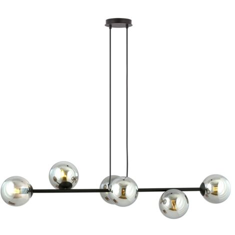Lustre Emibig ROSSI 6xE14 noir verre dimmable 110cm