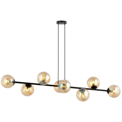 Lustre Emibig ROSSI 8xE14 métal verre miel noir 130cm
