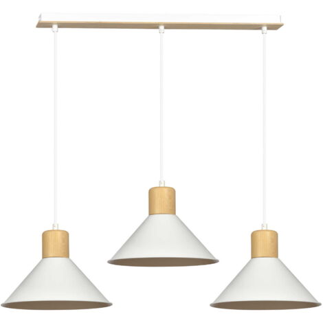 Lustre Emibig Rowen 3 blanc/bois clair E27 IP20 86cm
