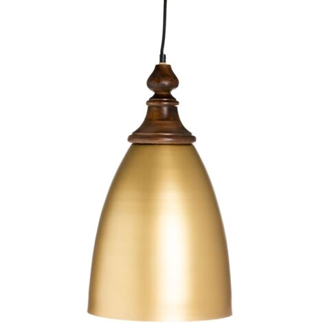 Lustre en bois et aluminium doré