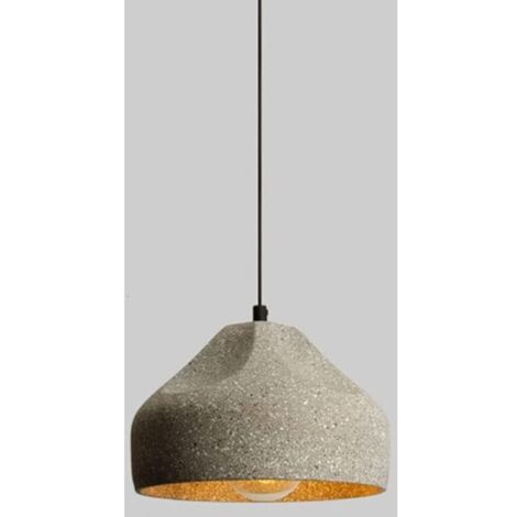 Lustre en ciment moderne, lustre en béton suspendu au plafond industriel nordique, abat-jour créatif en ciment noir cuisine îlot chambre café bar lustre, gris sable