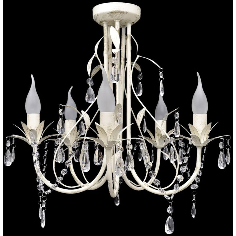 vidaXL Lustre suspendu en cristal 5 douilles d'ampoule