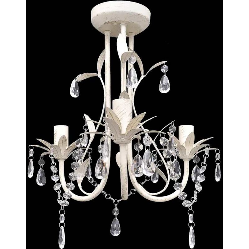 Lustre suspendu à cristaux Blanc élégant Vidaxl