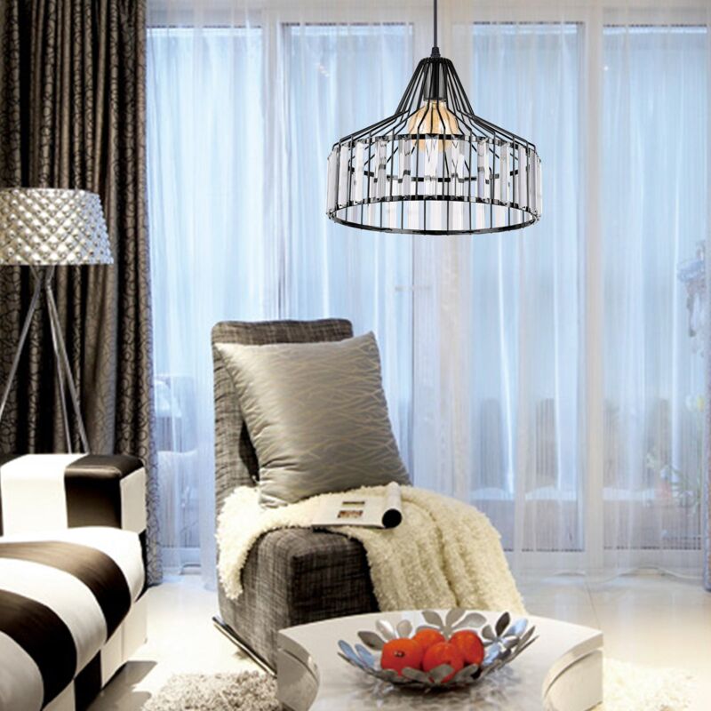 Arturesthome - Lustre en cristal noir de style nordique moderne avec abat - jour créatif personnalisé pour salle à manger, salon, cuisine D25 cm x