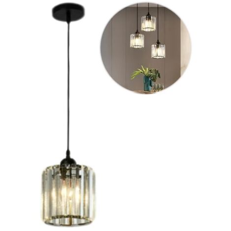 Lustre en cristal LED, E27, lampe de table, plafonnier noir, luminaire décoratif, convient aux salons, hôtels et salles à manger.