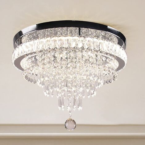 Lustre en cristal LED, plafonnier semi-encastré,éclairage décoratif, convient aux chambres,salons et salles à manger (lumière blanche froide)