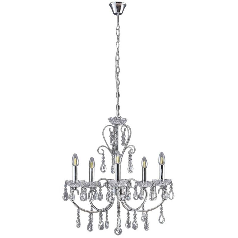 Lucande - Lustre en cristal à intensité variable 'Solveig' en métal pour salon & salle à manger