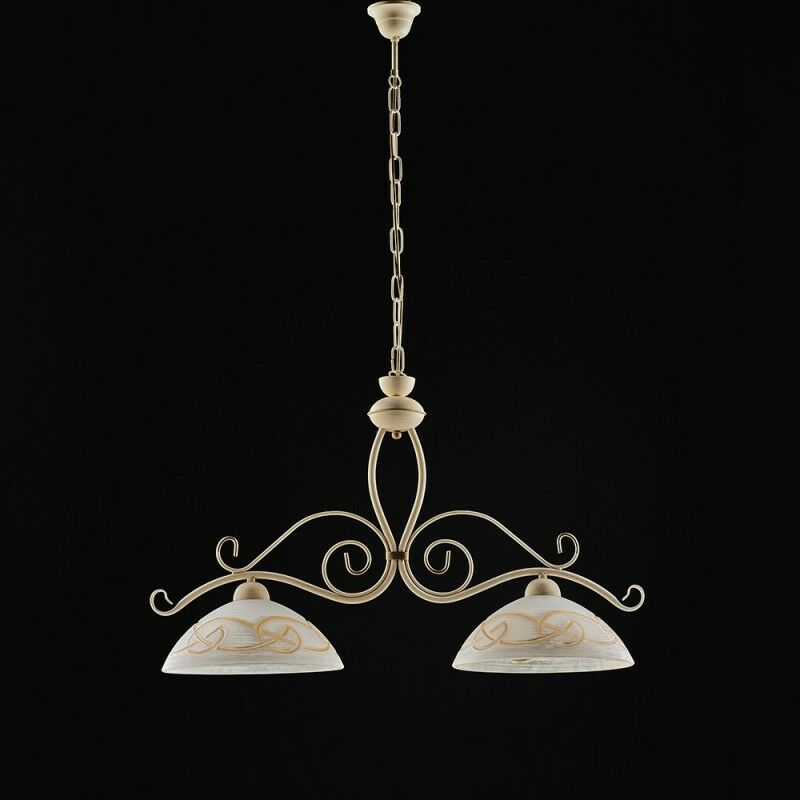Lustre en fer Decape Ivoire finition Or deux lumières 81x h50 cm Lustre en fer Decape Ivoire finition Or deux lumières 81x h50 cm