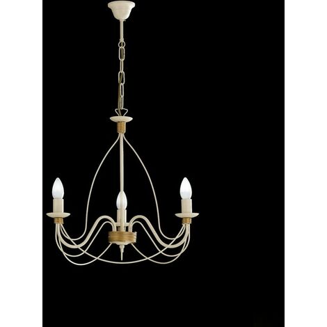 Lustre en fer Decape Ivoire finition Or trois lumières 49x h43 cm