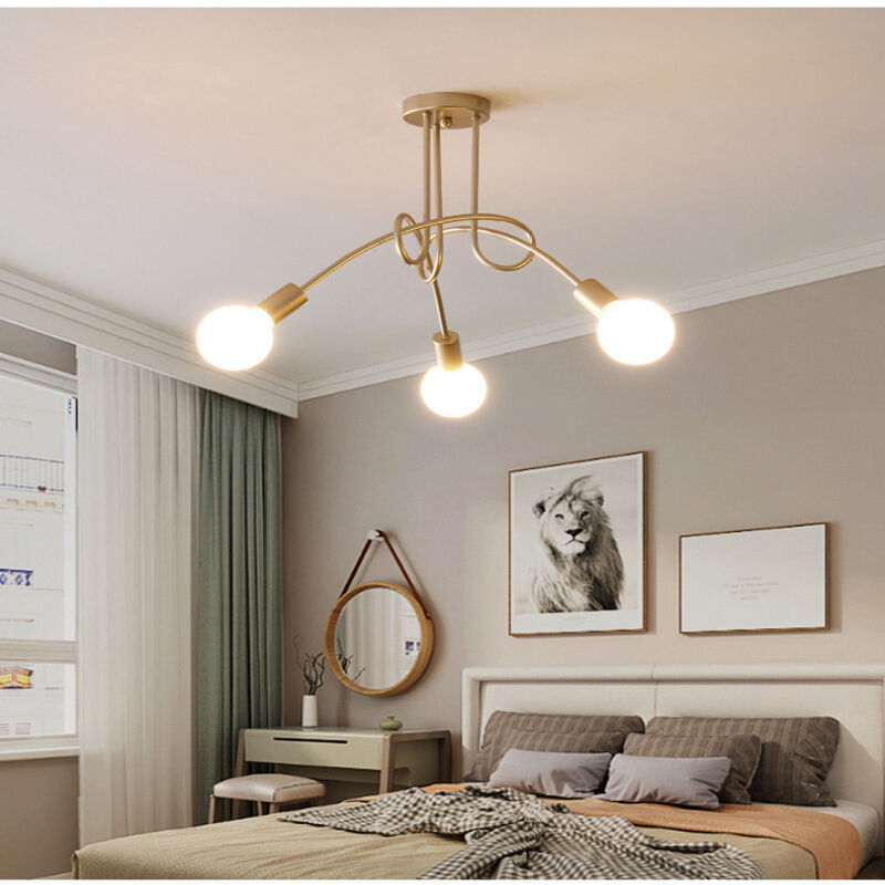 Lifcausal - Lustre en fer forgé à tubes courbés multi-têtes de style industriel transfrontalier simple personnalité américaine petit lustre salon