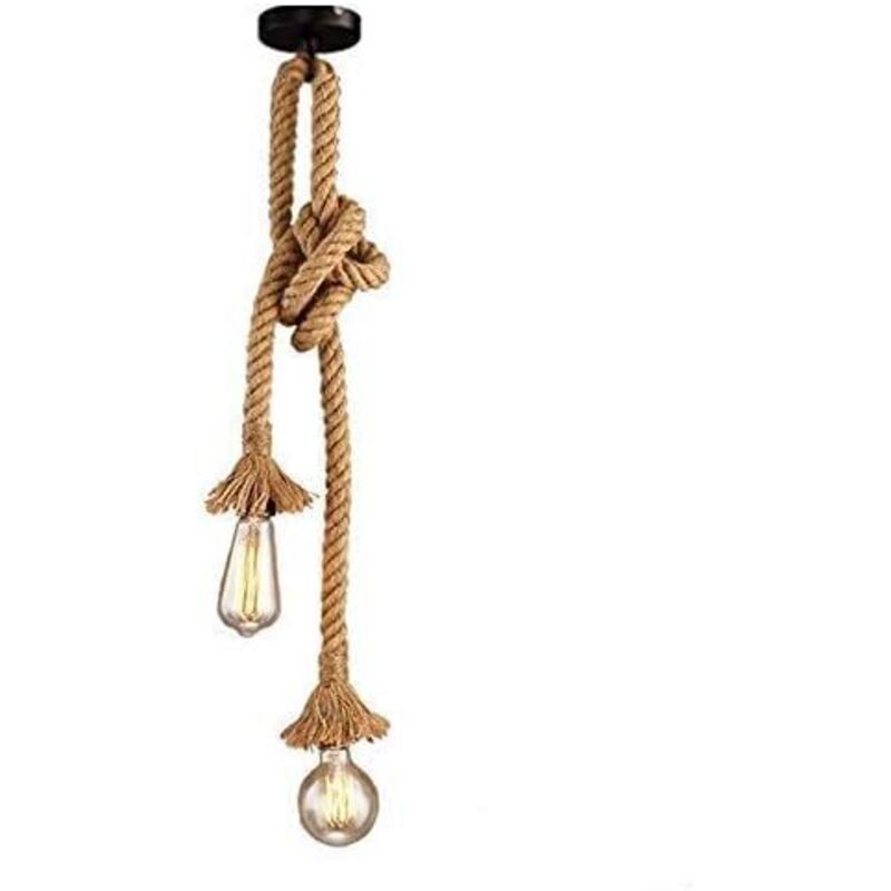 Ersandy - Lustre en ficelle à double tête E272 douille style vintage lustre industriel créatif diy lampe réglable pour salon café restaurant hall