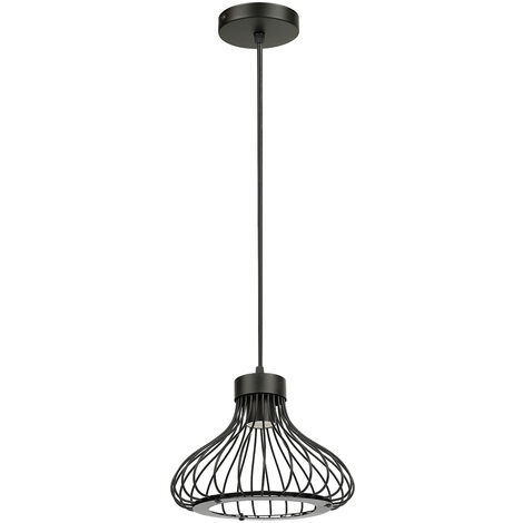 Lustre en forme de cage Rétro Metal，Suspension métal industriel noir E27