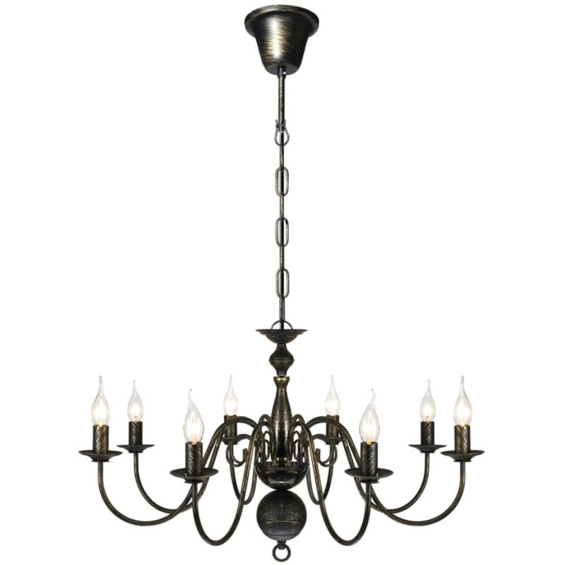 Vidaxl - Lustre en métal noir antique 8 x E14 ampoules