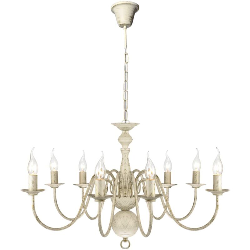 Vidaxl - Lustre en métal blanc antique 8 x E14 ampoules