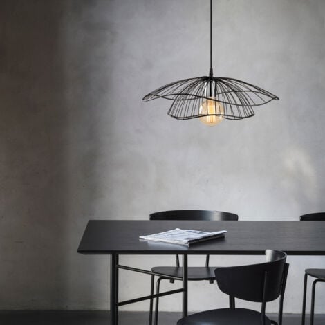 Lustre en Métal Noir Moderne 50 cm de diamètre et 111 cm de hauteur avec Réglage de Hauteur - Idéal pour Salon et Chambre