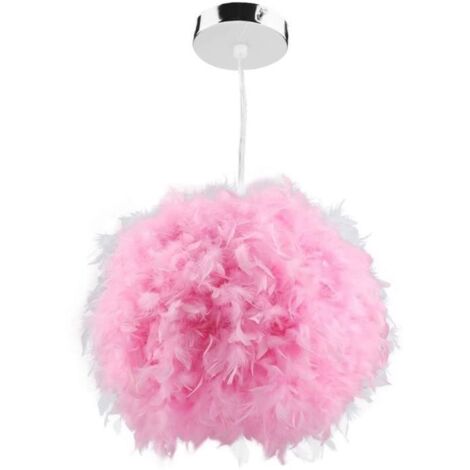 Lustre en plumes - E27 - 30 cm - Rose - Métal - Design contemporain