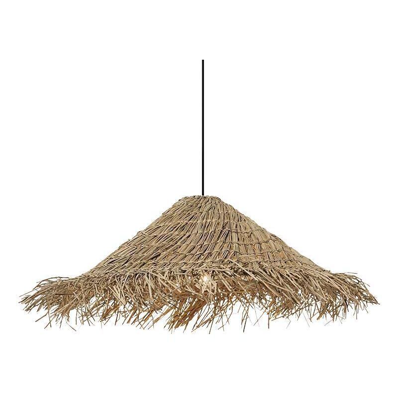 Lustre en rotin naturel en forme de chapeau de paille - 40 cm