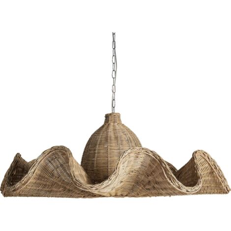Lustre en rotin naturel style boho marron ambiance chaleureuse - Marron naturel rotin clair