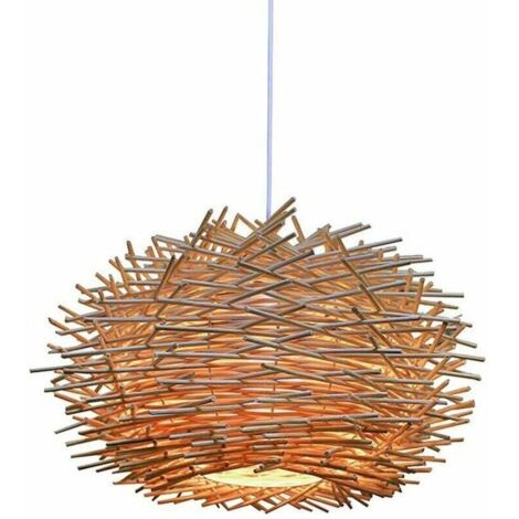 Lustre en rotin réglable, lustre en forme de nid d'oiseau