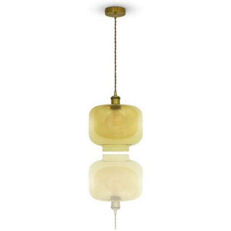 Lustre En Verre Ambre Douille En Métal V3740 Suspension Moderne 25x28x118