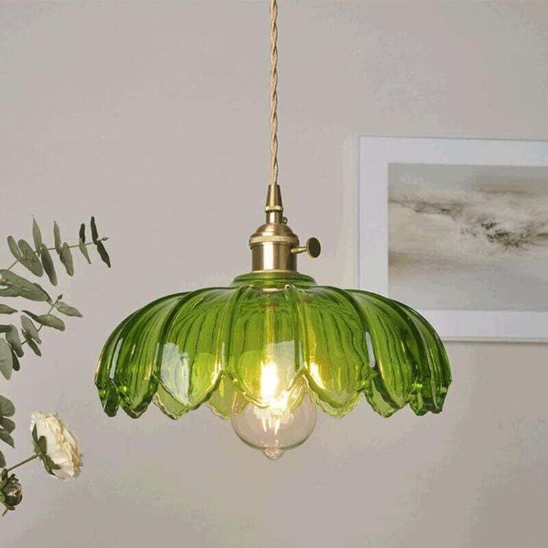 Lustre en verre style pastoral rétro sans source de lumière pothos vert-RAPANDA