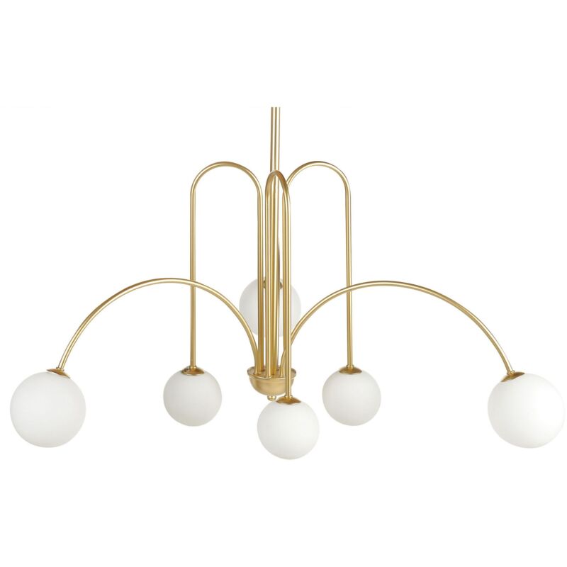 Lustre Forme Fontaine à 6 Emplacements d'Ampoule en Métal Doré Elégant Forbes