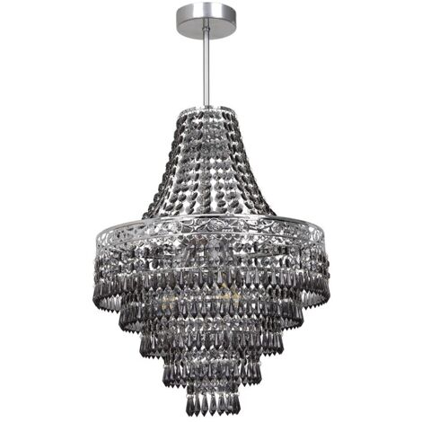 Lustre glamour cristal noir/argent 3xE14 40W CORAL Milagro