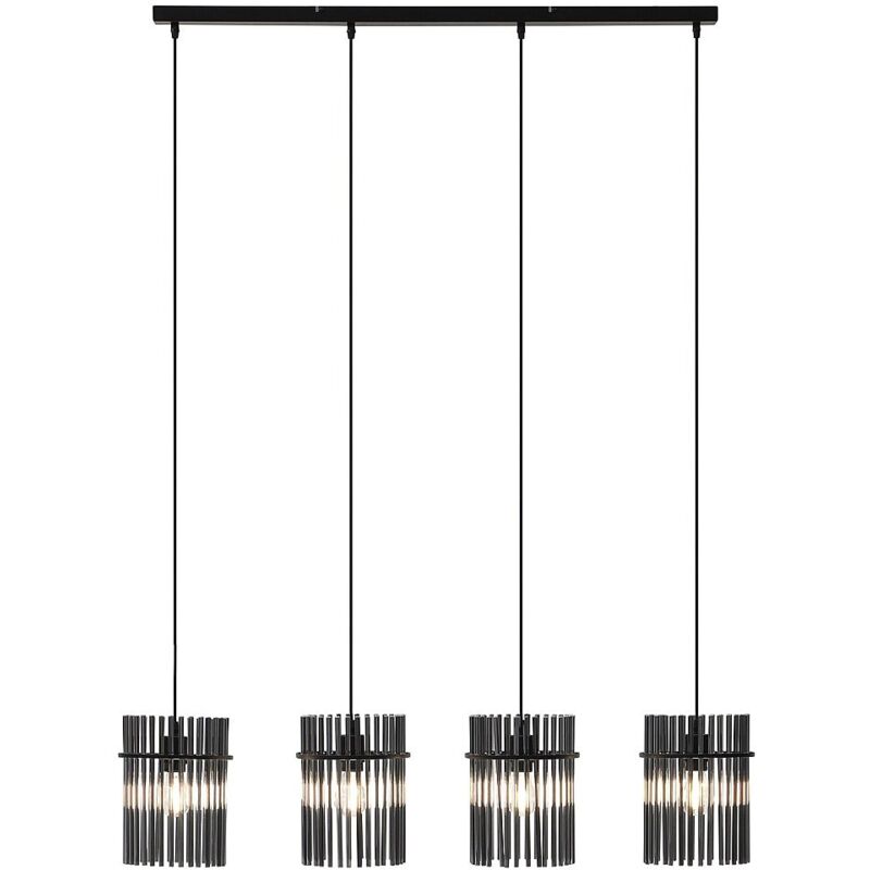Vente-unique - Lustre 4 abat-jours en verre fumé - l. 110 x h. 140cm - Noir - divo Vente-unique - Lustre 4 abat-jours en verre fumé - l. 110 x h. 140cm - Noir - divo
