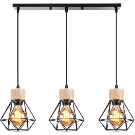 Lustre industriel, plafonnier cage en métal, suspension vintage, lampe suspendue avec ampoule chaude, longueur de corde de suspension réglable