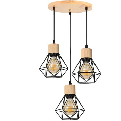Lustre industriel, plafonnier cage en métal, suspension vintage, lampe suspendue, longueur de corde de suspension réglable (sans ampoule)