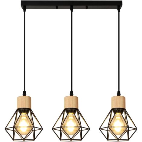 Lustre industriel, plafonnier cage en métal, suspension vintage, lampe suspendue, longueur de corde de suspension réglable (sans ampoule)