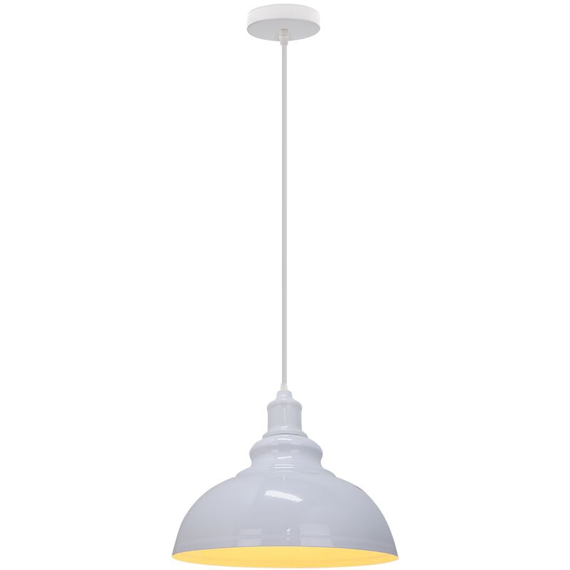 Lustre Industrielle en Métal Rétro Suspension Vintage Luminaire Blanc pour Salon Chambre Restaurant 1PCS