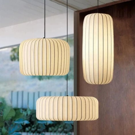 JOYINLED Lustre japonais moderne en soie Wabi Sabi, ampoule E27, luminaire suspendu, décoration nordique pour salon, salle à manger, chambre à coucher, B&B, loft, sans ampoule, 24 cm