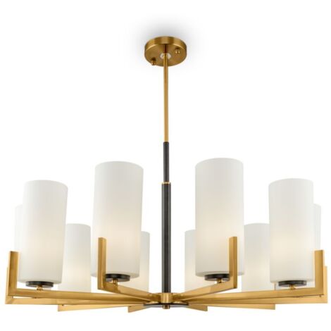 Lustre laiton tubes verre Ø86 10xE27 Maytoni Fortano