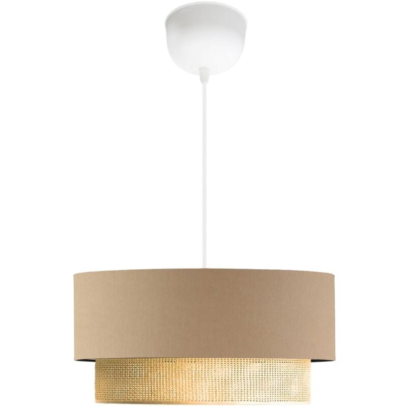 Helloshop26 - Lustre lampe lumière suspendu suspension E27 hauteur 70 cm beige / jaune