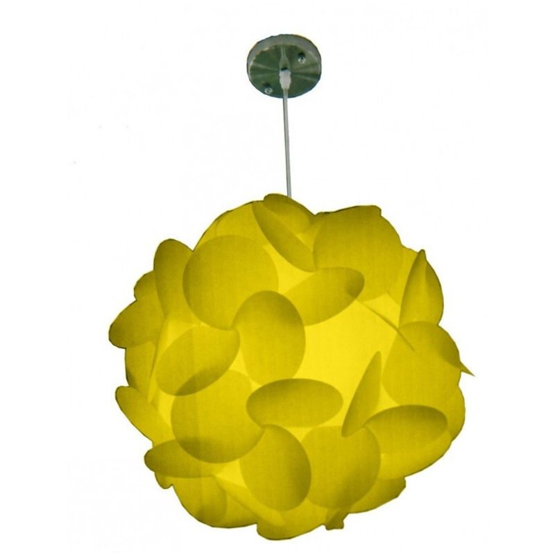 Lampe à Suspension Ronde Moderne Effet Origami Fantasy E27 Jaune