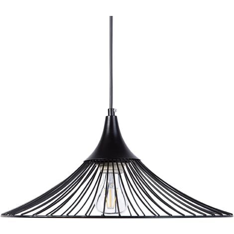 Lustre Lampe Suspension Filaire en Métal Noir E27 Max. 60W Éclairage Tendance pour Salle à Manger ou Salon Moderne et Industriel Beliani
